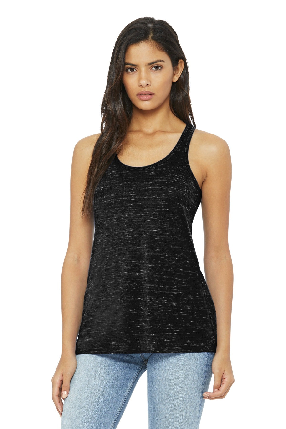 Custom Black Marble Women's Flowy Racerback Tank BC8800, personalized by SanCanDo Swag in Argyle, TX