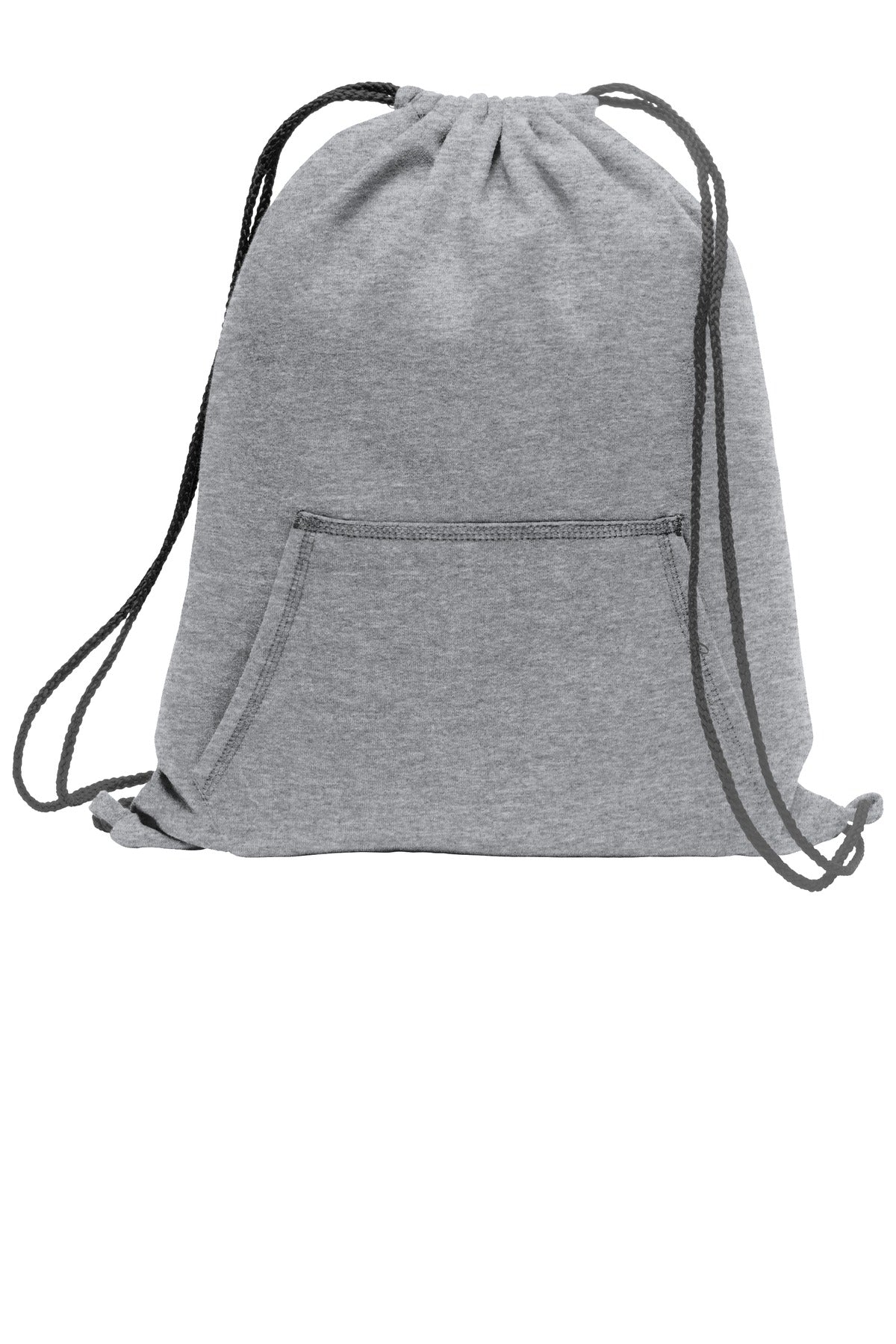 Athletic Heather | Front | Custom Port & Company Core Fleece Sweatshirt Cinch Pack BG614 in Athletic Heather, personalized by SanCanDo Swag in Argyle, TX