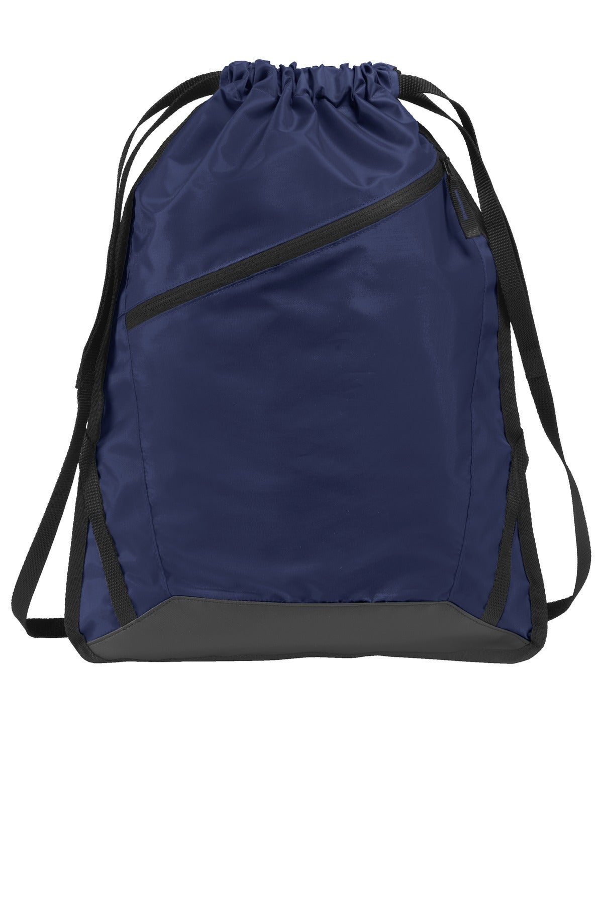 True Navy/ Black | Front | Custom True Navy/ Black Zip-It Cinch Pack BG616, personalized by SanCanDo Swag in Argyle, TX