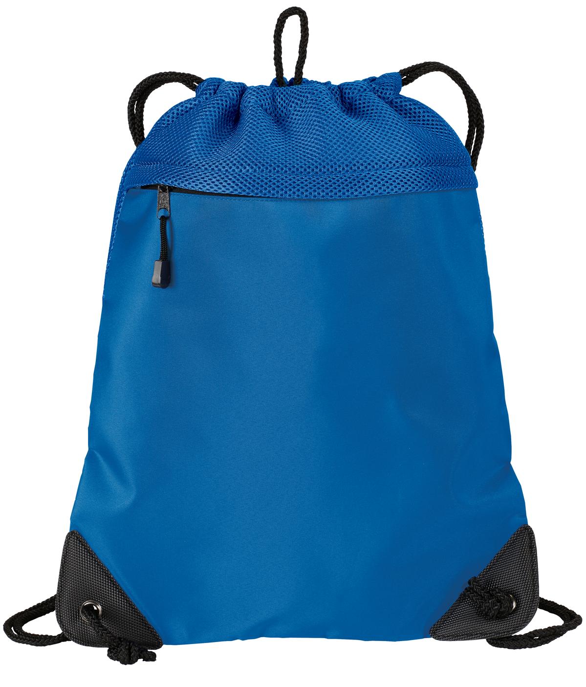 Snorkel Blue | Front | Custom Snorkel Blue Cinch Pack with Mesh Trim BG810, personalized by SanCanDo Swag in Argyle, TX