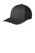 Custom Black/ Dark Charcoal Heather Flexfit Melange Mesh Back Trucker Cap C302, personalized by SanCanDo Swag in Argyle, TX