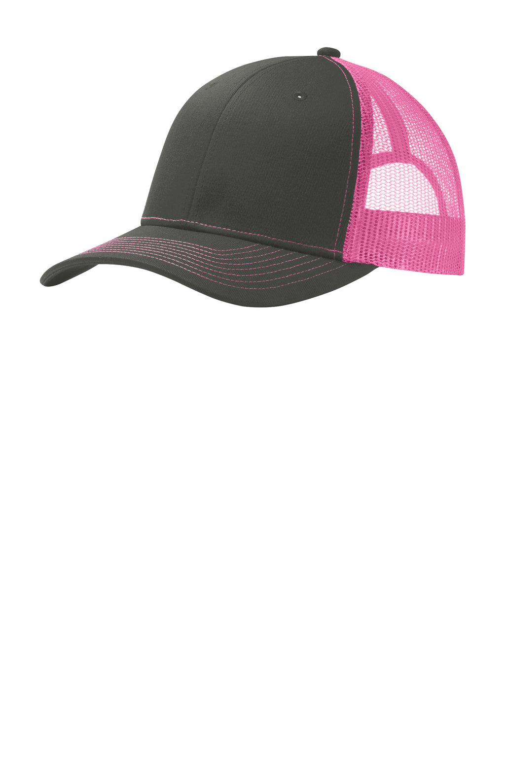 Custom Grey Steel/ Neon Pink Snapback Trucker Cap C402, personalized by SanCanDo Swag in Argyle, TX