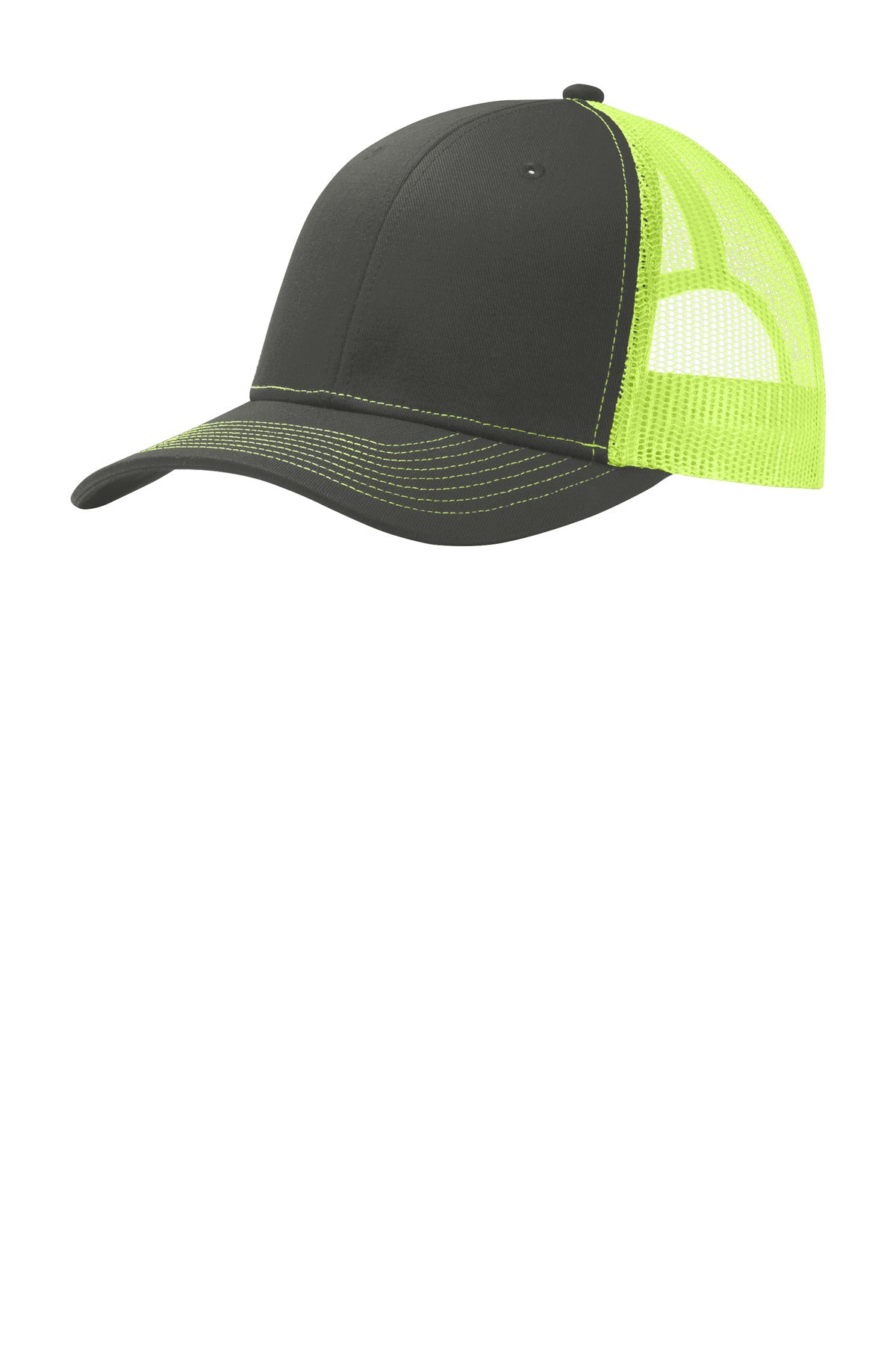 Custom Grey Steel/ Neon Yellow Snapback Trucker Cap C402, personalized by SanCanDo Swag in Argyle, TX