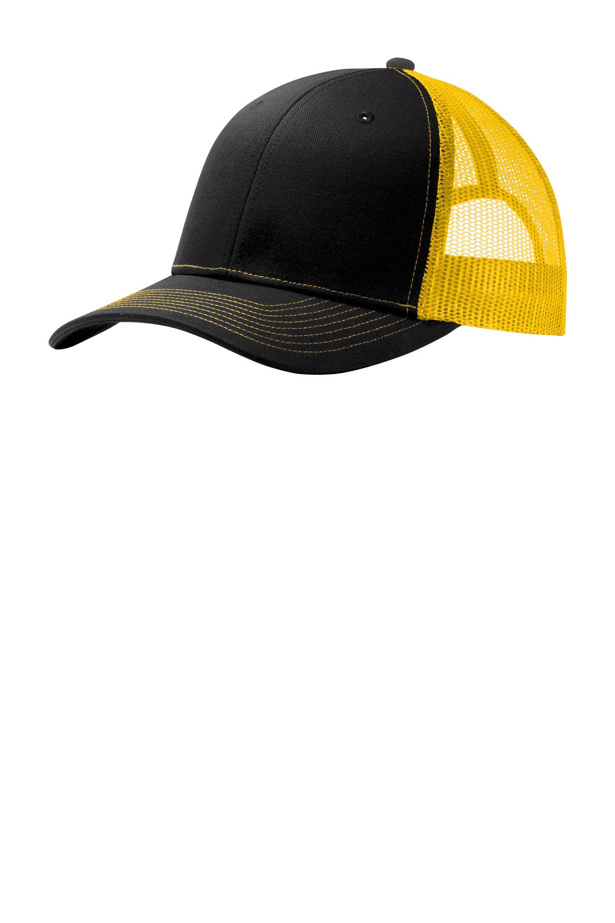 Custom Black/ Gold Snapback Trucker Cap C402, personalized by SanCanDo Swag in Argyle, TX