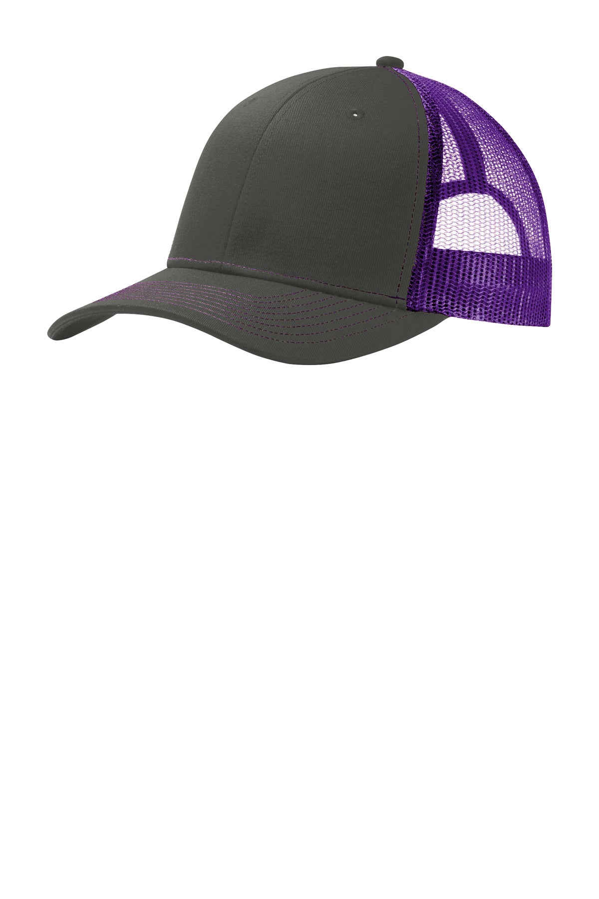 Custom Grey Steel/ Purple Snapback Trucker Cap C402, personalized by SanCanDo Swag in Argyle, TX
