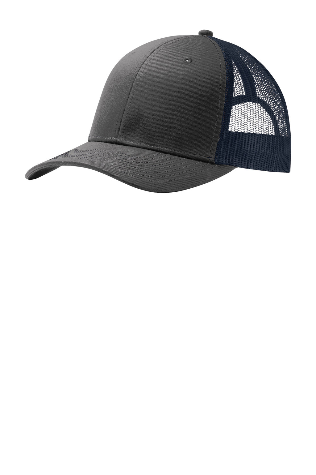 Custom Grey Steel/ True Navy Snapback Trucker Cap C402, personalized by SanCanDo Swag in Argyle, TX