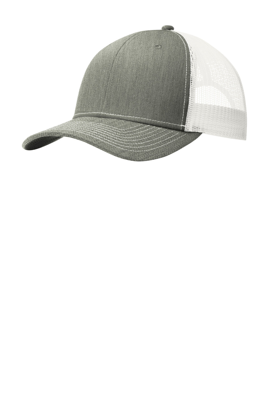 Custom Heather Grey/ White Snapback Trucker Cap C402, personalized by SanCanDo Swag in Argyle, TX