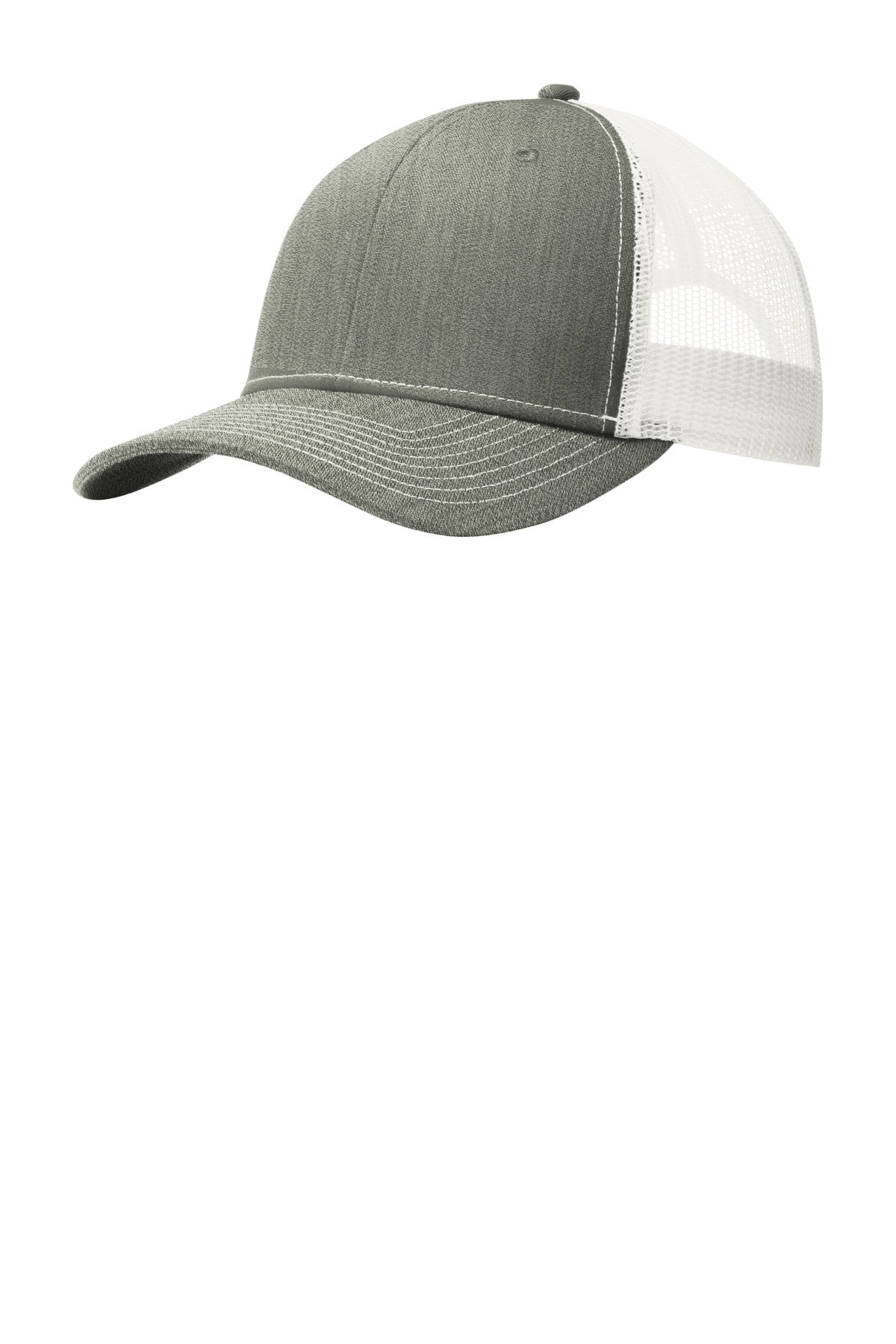 Custom Heather Grey/ White Snapback Trucker Cap C402, personalized by SanCanDo Swag in Argyle, TX