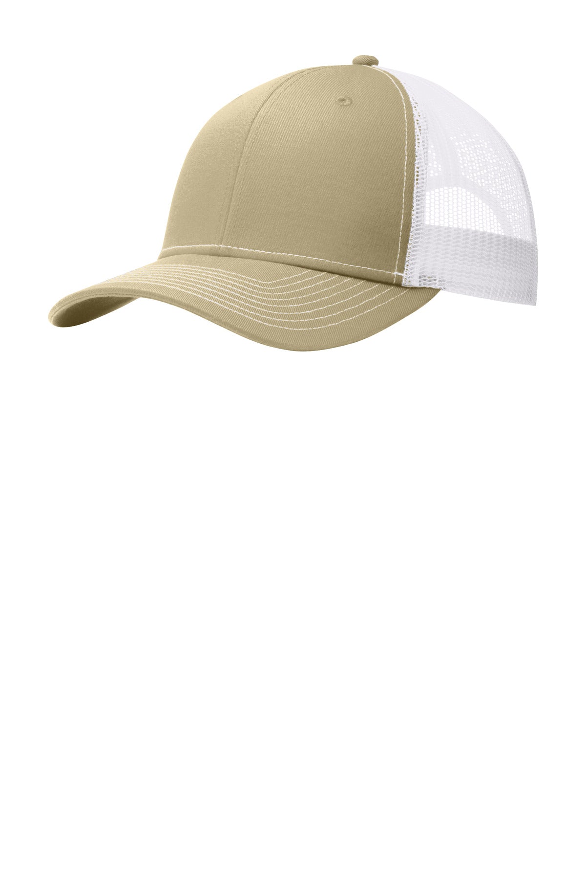Custom Light Khaki/ White Snapback Trucker Cap C402, personalized by SanCanDo Swag in Argyle, TX