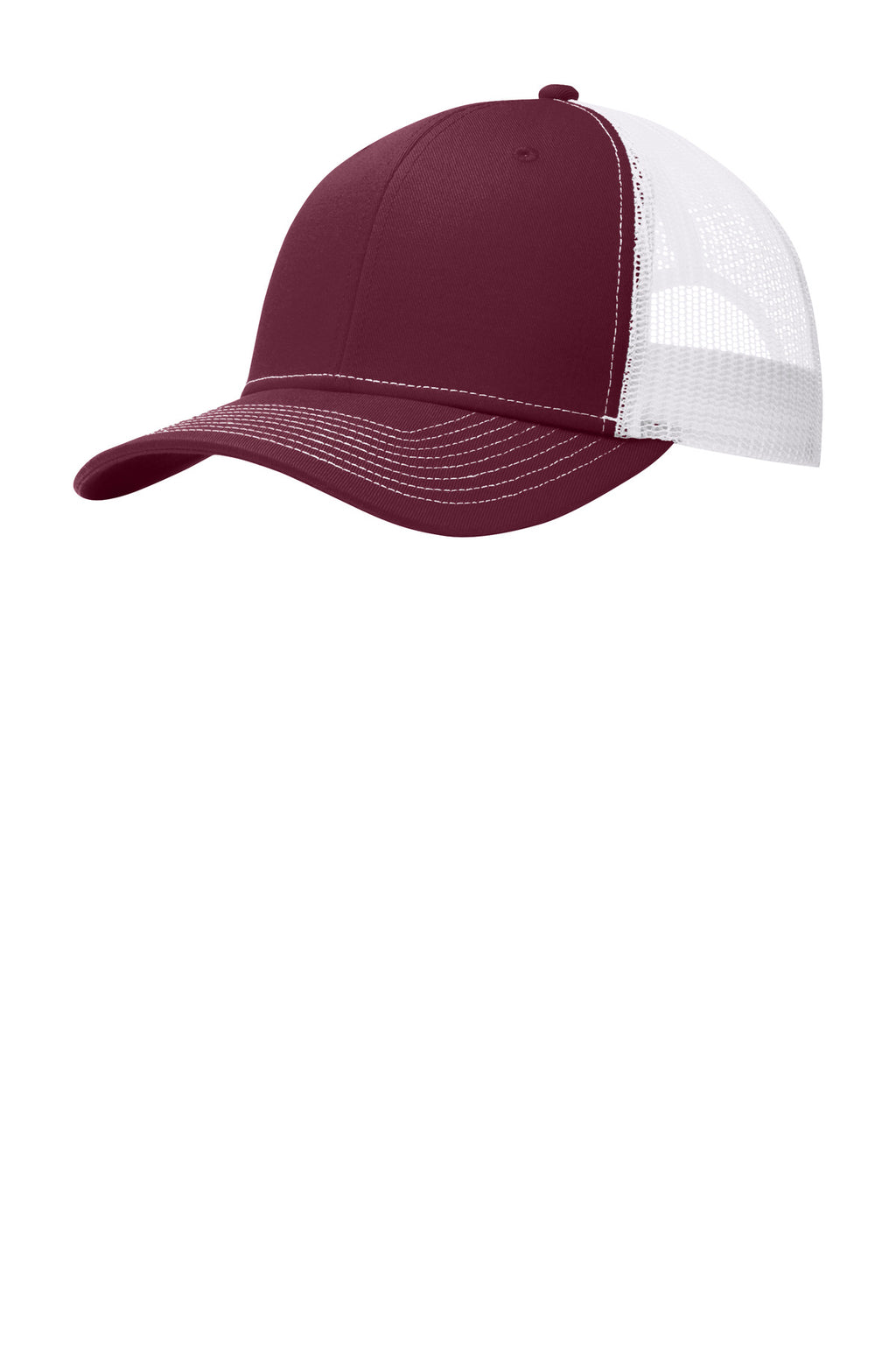 Custom Maroon/ White Snapback Trucker Cap C402, personalized by SanCanDo Swag in Argyle, TX