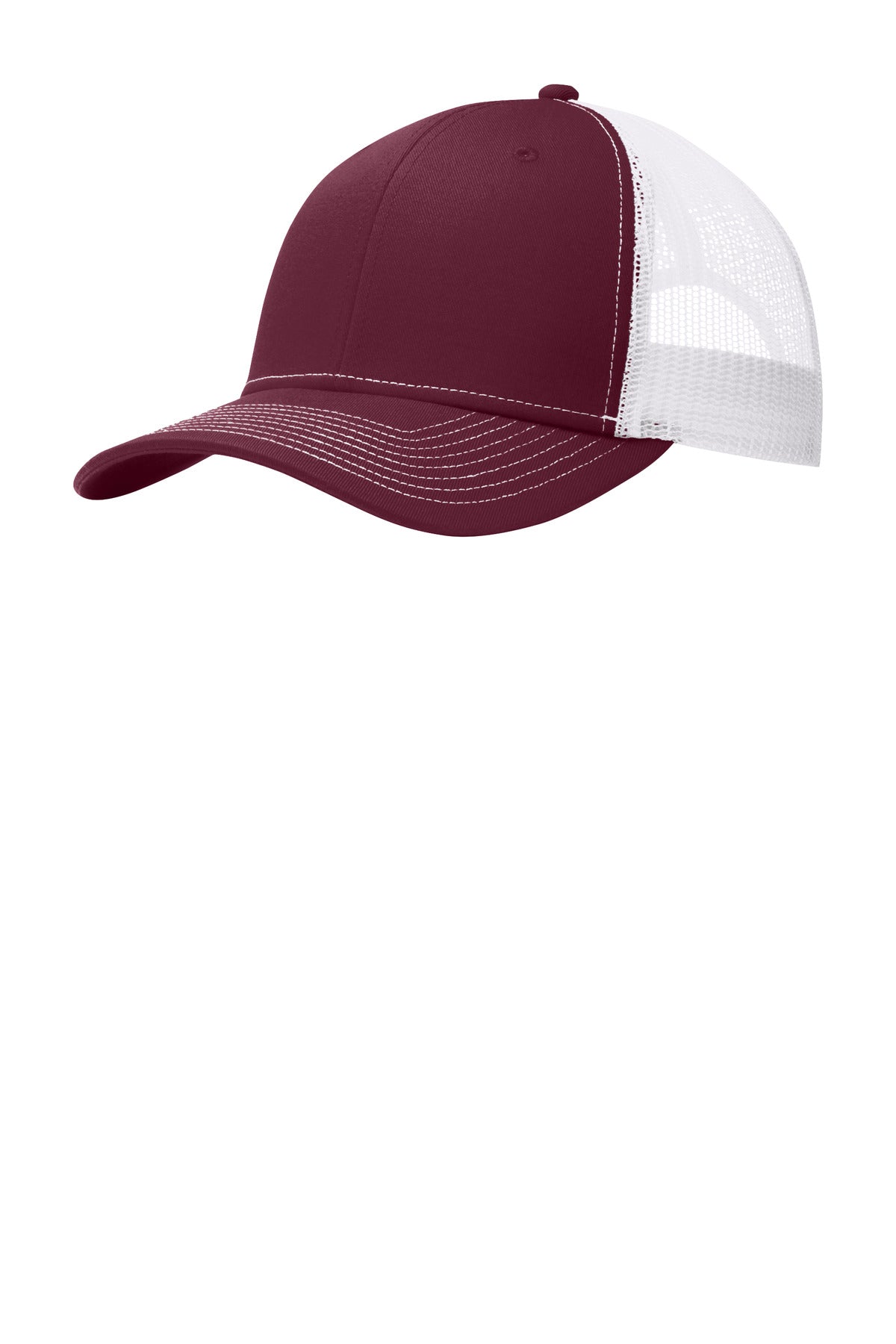 Custom Maroon/ White Snapback Trucker Cap C402, personalized by SanCanDo Swag in Argyle, TX