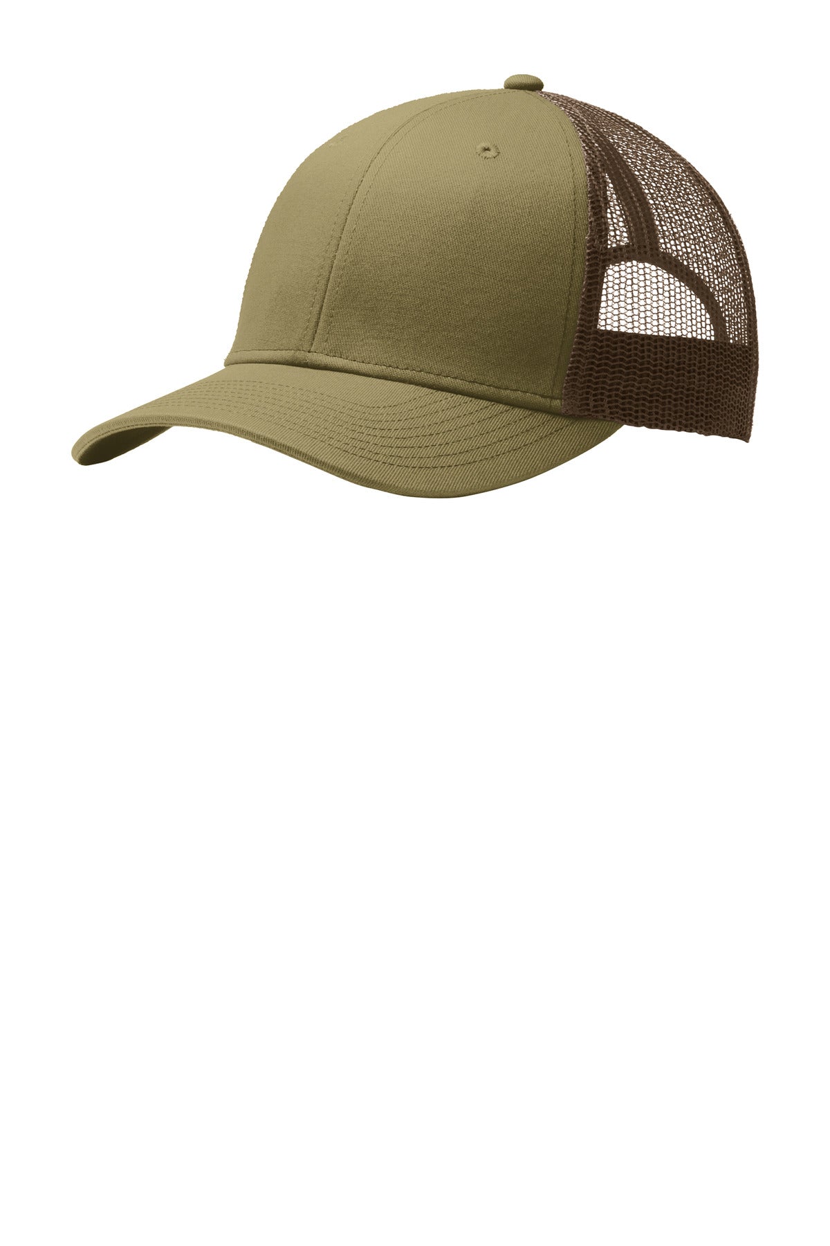 Custom True Khaki/ Coffee Snapback Trucker Cap C402, personalized by SanCanDo Swag in Argyle, TX