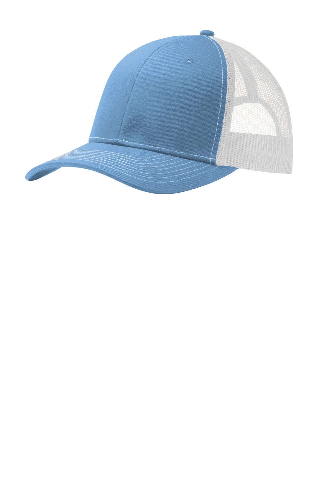 Custom Carolina Blue/ White Snapback Trucker Cap C402, personalized by SanCanDo Swag in Argyle, TX