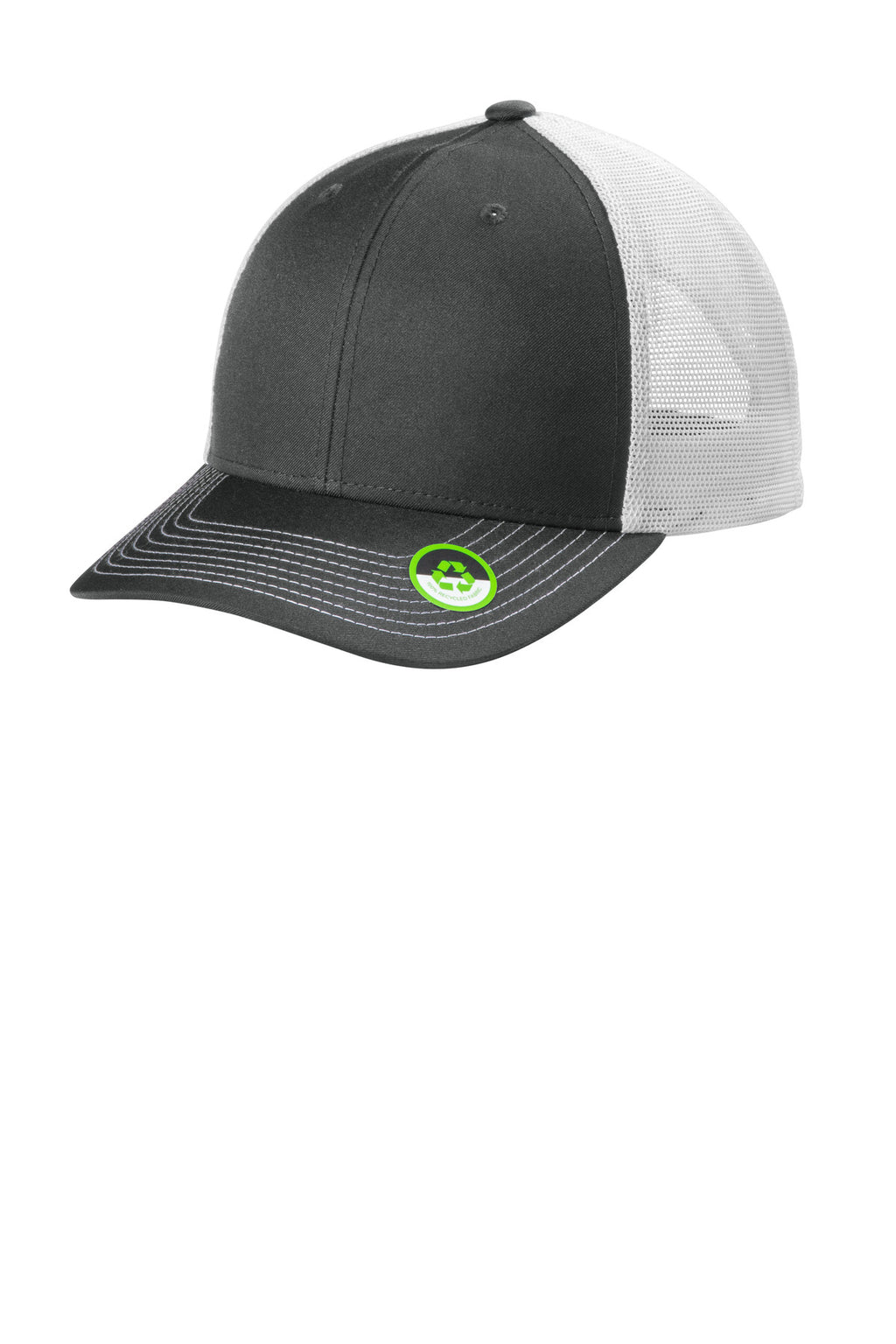 Custom Smoke Grey/ White Eco Snapback Trucker Cap C402ECO, personalized by SanCanDo Swag in Argyle, TX