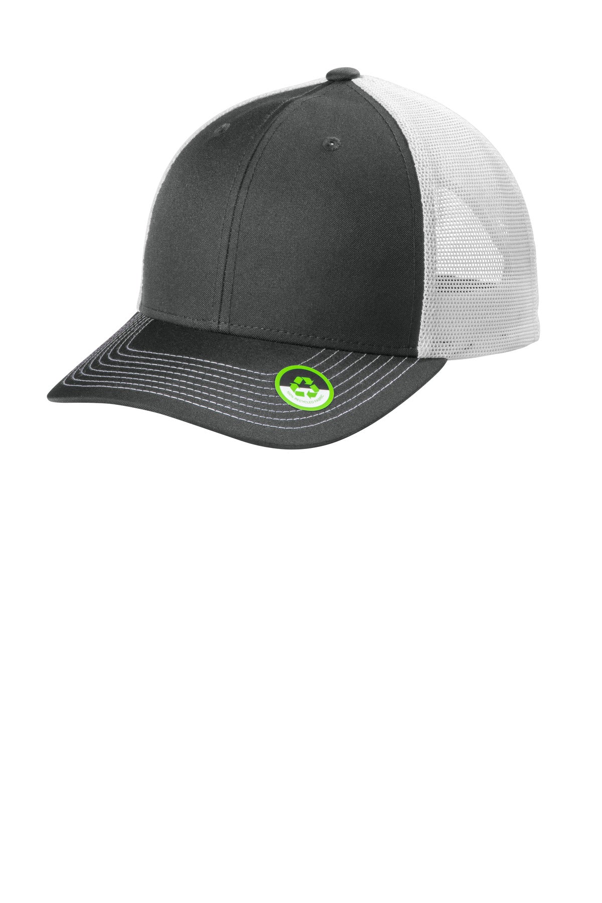 Custom Smoke Grey/ White Eco Snapback Trucker Cap C402ECO, personalized by SanCanDo Swag in Argyle, TX