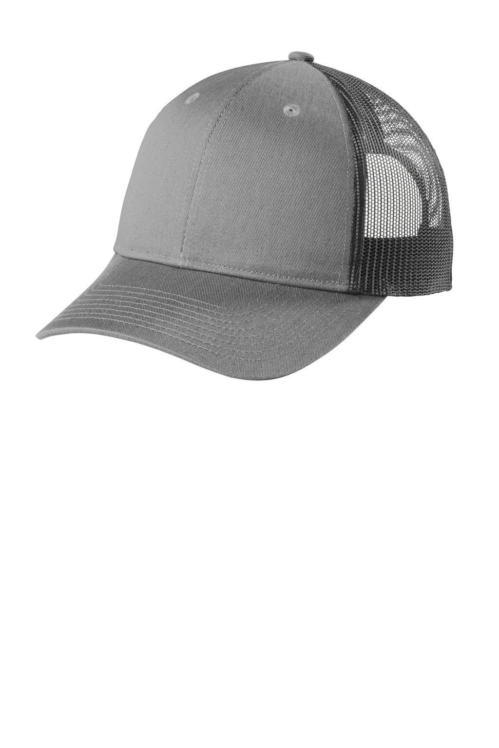 Custom Heather Grey/ Grey Steel Low-Profile Snapback Trucker Cap C402LP, personalized by SanCanDo Swag in Argyle, TX