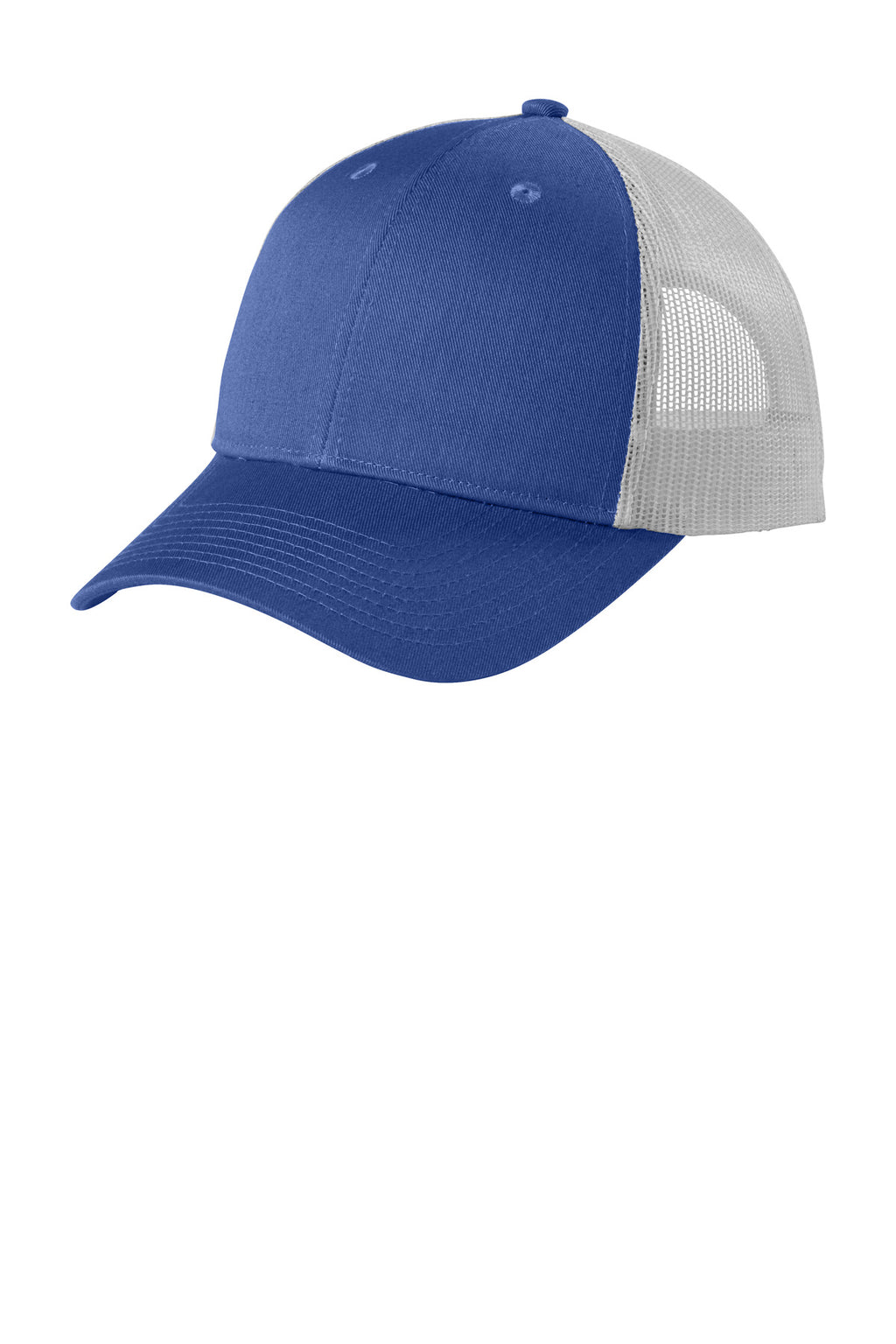 Custom True Blue Heather/ Silver Mist Low-Profile Snapback Trucker Cap C402LP, personalized by SanCanDo Swag in Argyle, TX