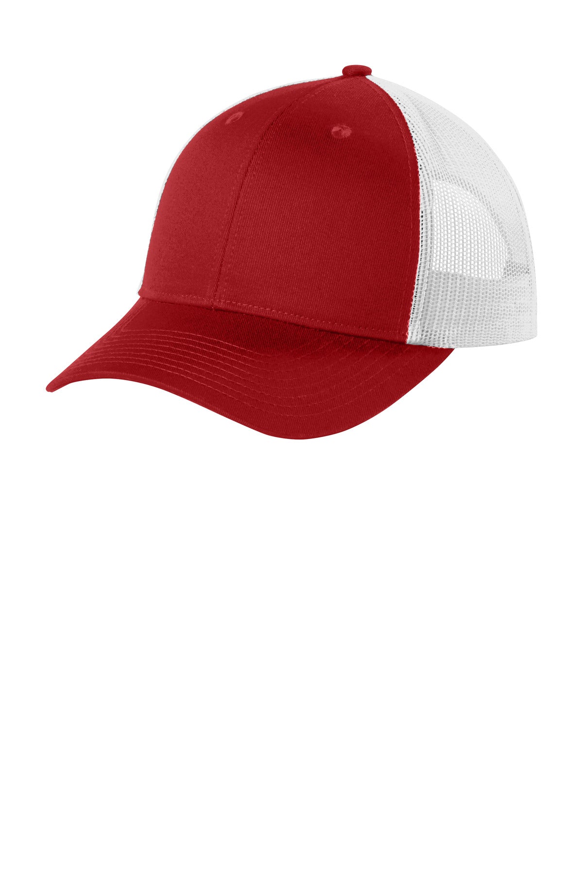 Custom Flame Red/ White Low-Profile Snapback Trucker Cap C402LP, personalized by SanCanDo Swag in Argyle, TX