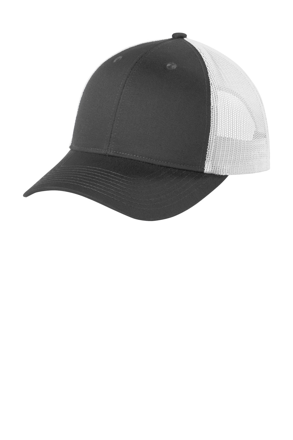 Custom Grey Steel/ White Low-Profile Snapback Trucker Cap C402LP, personalized by SanCanDo Swag in Argyle, TX