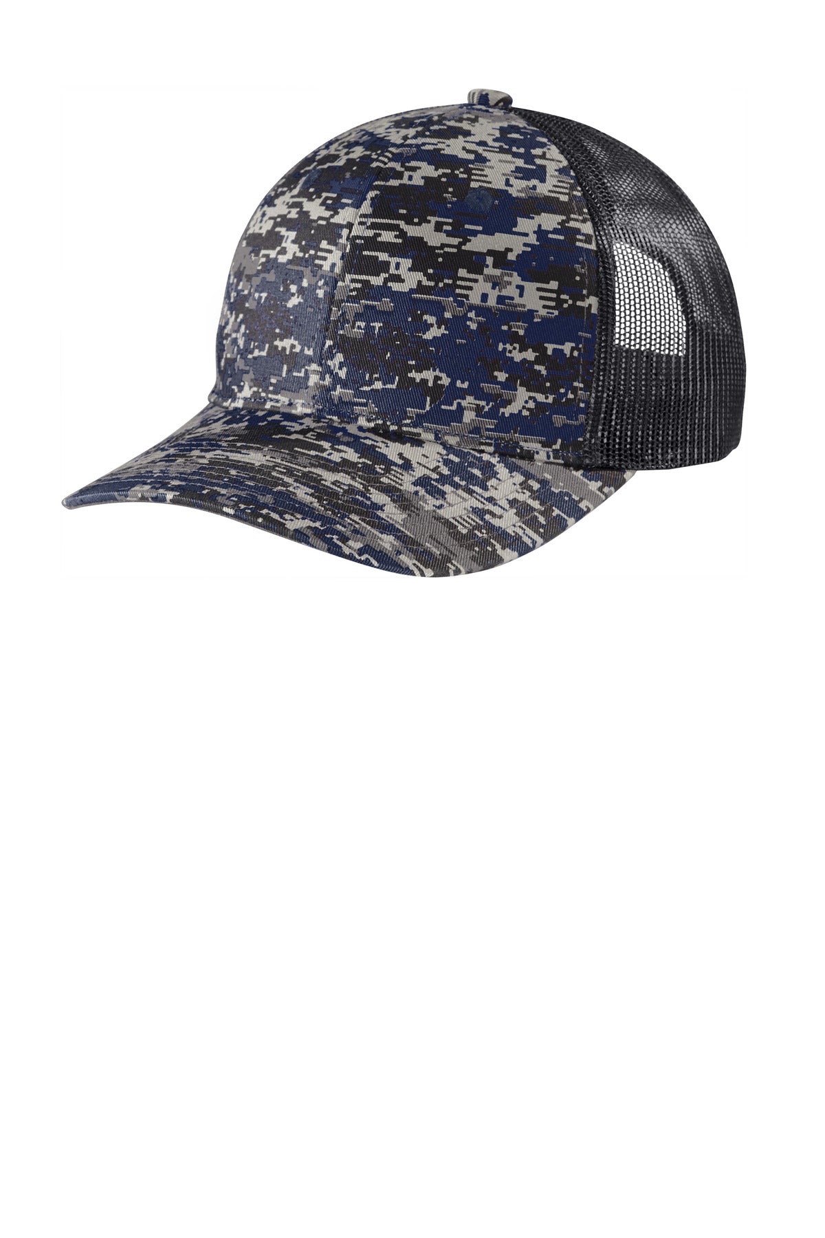 Custom Rich Navy Digi/ Grey Steel Digi Camo Snapback Trucker Cap C404, personalized by SanCanDo Swag in Argyle, TX
