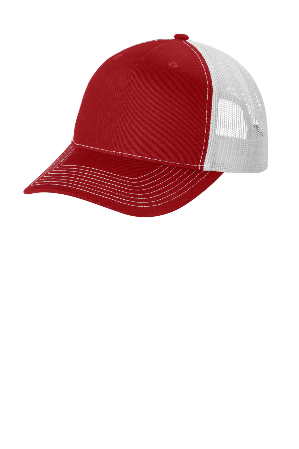 Custom Flame Red/ White Snapback Five-Panel Trucker Cap C405, personalized by SanCanDo Swag in Argyle, TX