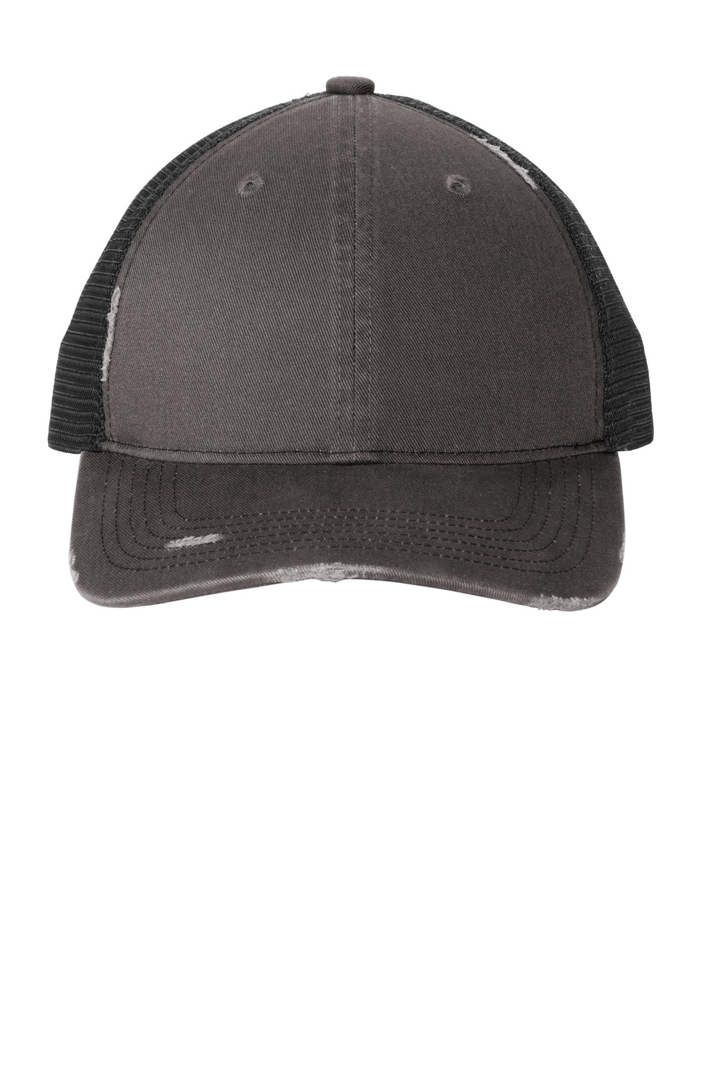 Custom Grey Steel/ Black Distressed Mesh Back Cap C600, personalized by SanCanDo Swag in Argyle, TX