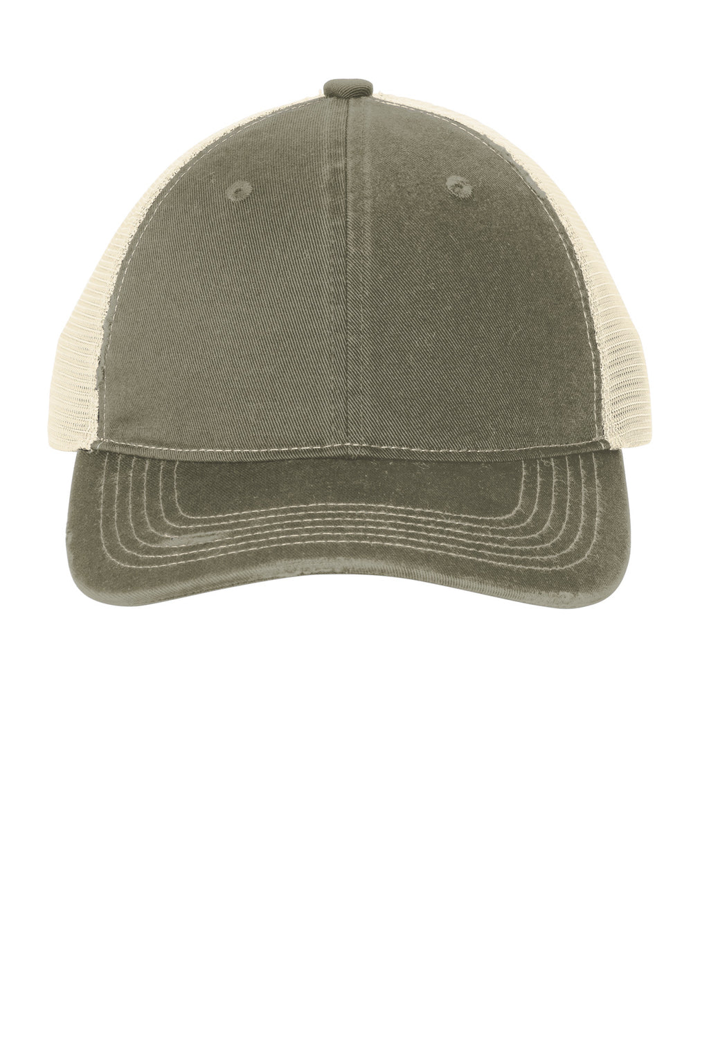 Custom Light Olive/ Stone Distressed Mesh Back Cap C600, personalized by SanCanDo Swag in Argyle, TX