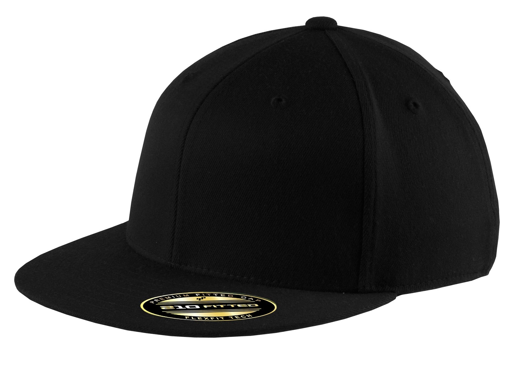 Custom Black Flexfit 210 Flat Bill Cap C808, personalized by SanCanDo Swag in Argyle, TX