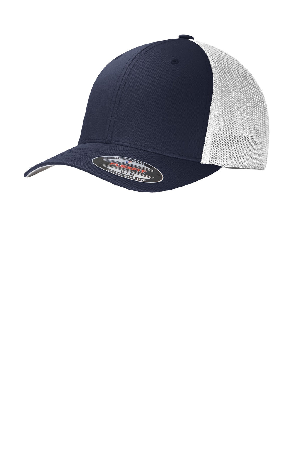 Custom True Navy/ White Flexfit Mesh Back Cap C812, personalized by SanCanDo Swag in Argyle, TX