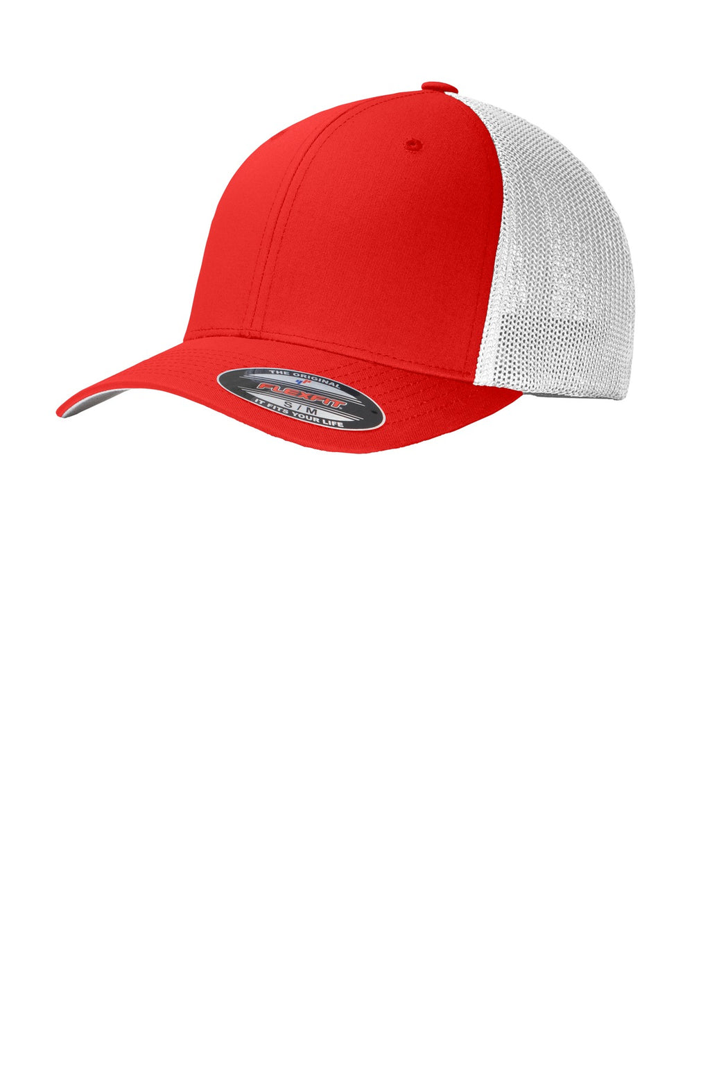 Custom True Red/ White Flexfit Mesh Back Cap C812, personalized by SanCanDo Swag in Argyle, TX