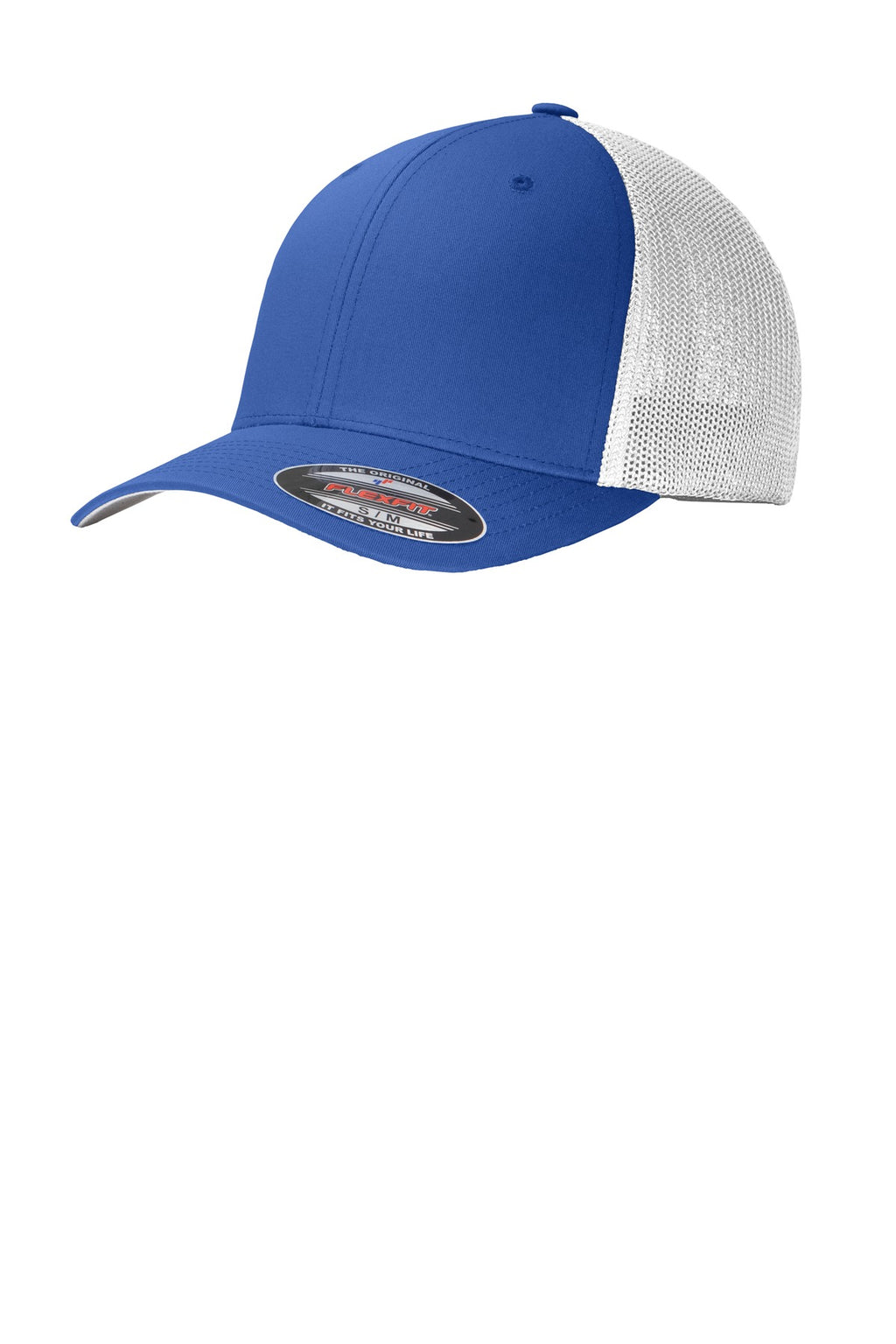 Custom True Royal/ White Flexfit Mesh Back Cap C812, personalized by SanCanDo Swag in Argyle, TX