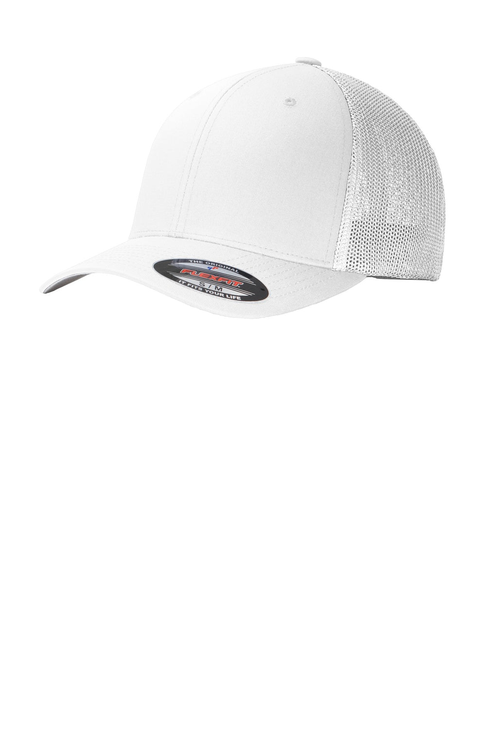Custom White/ White Flexfit Mesh Back Cap C812, personalized by SanCanDo Swag in Argyle, TX