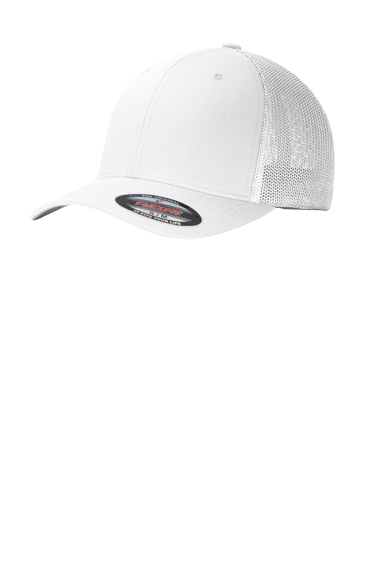 Custom White/ White Flexfit Mesh Back Cap C812, personalized by SanCanDo Swag in Argyle, TX