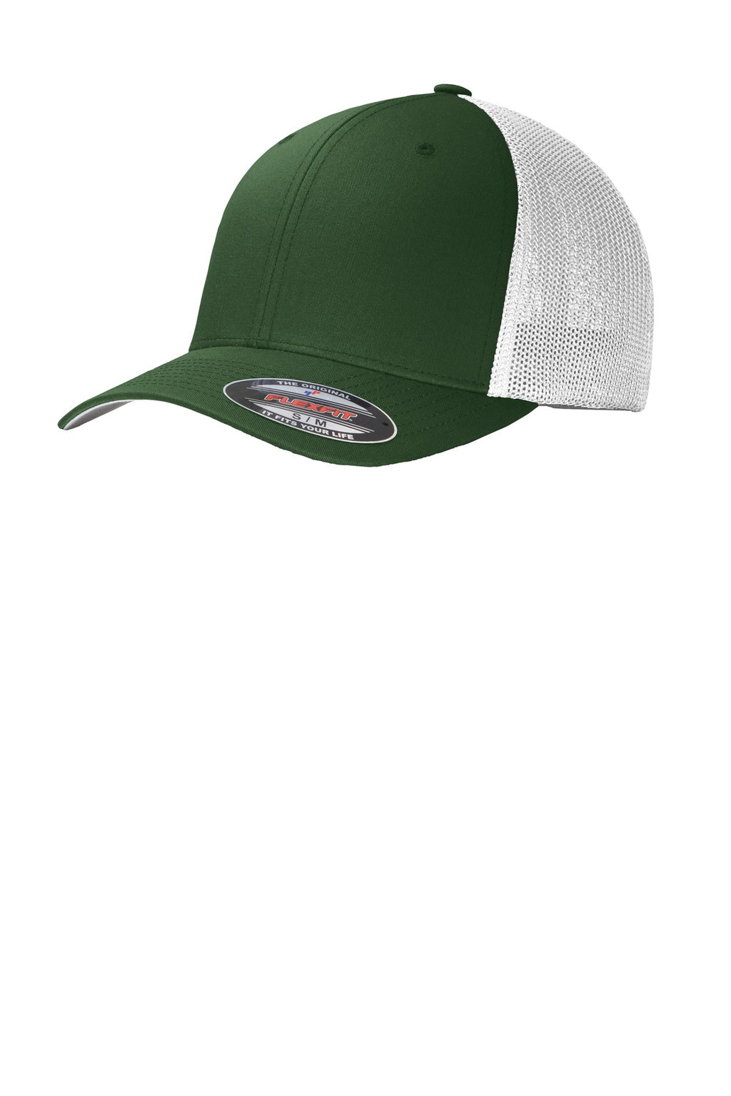 Custom Forest Green/ White Flexfit Mesh Back Cap C812, personalized by SanCanDo Swag in Argyle, TX