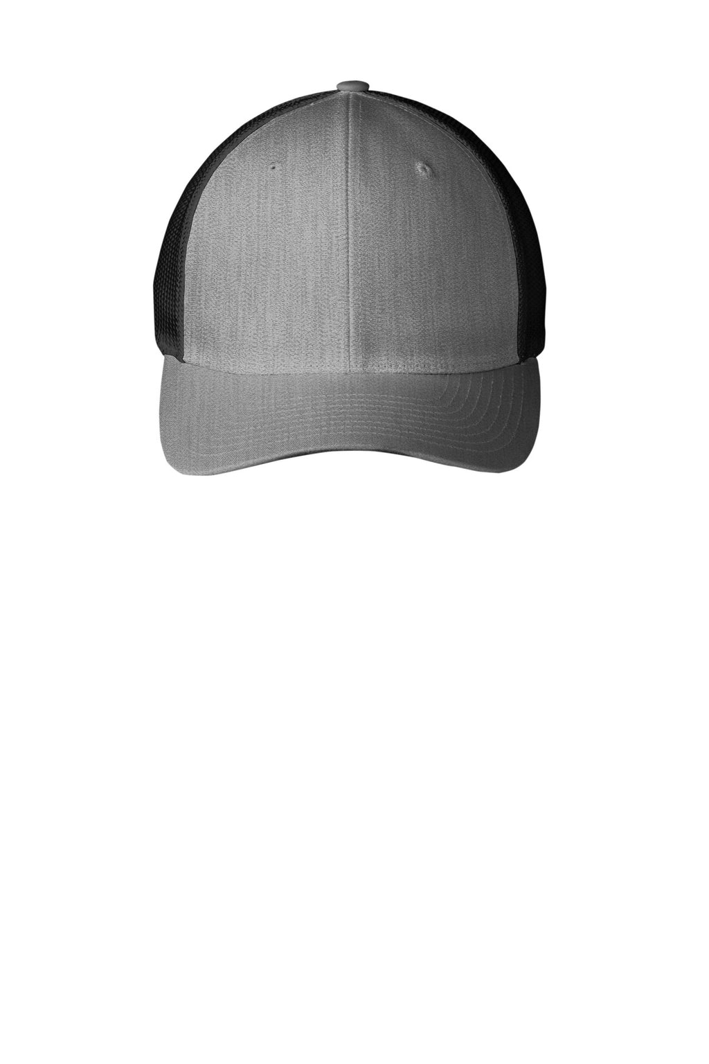Custom Heather Grey/ Black Flexfit Mesh Back Cap C812, personalized by SanCanDo Swag in Argyle, TX