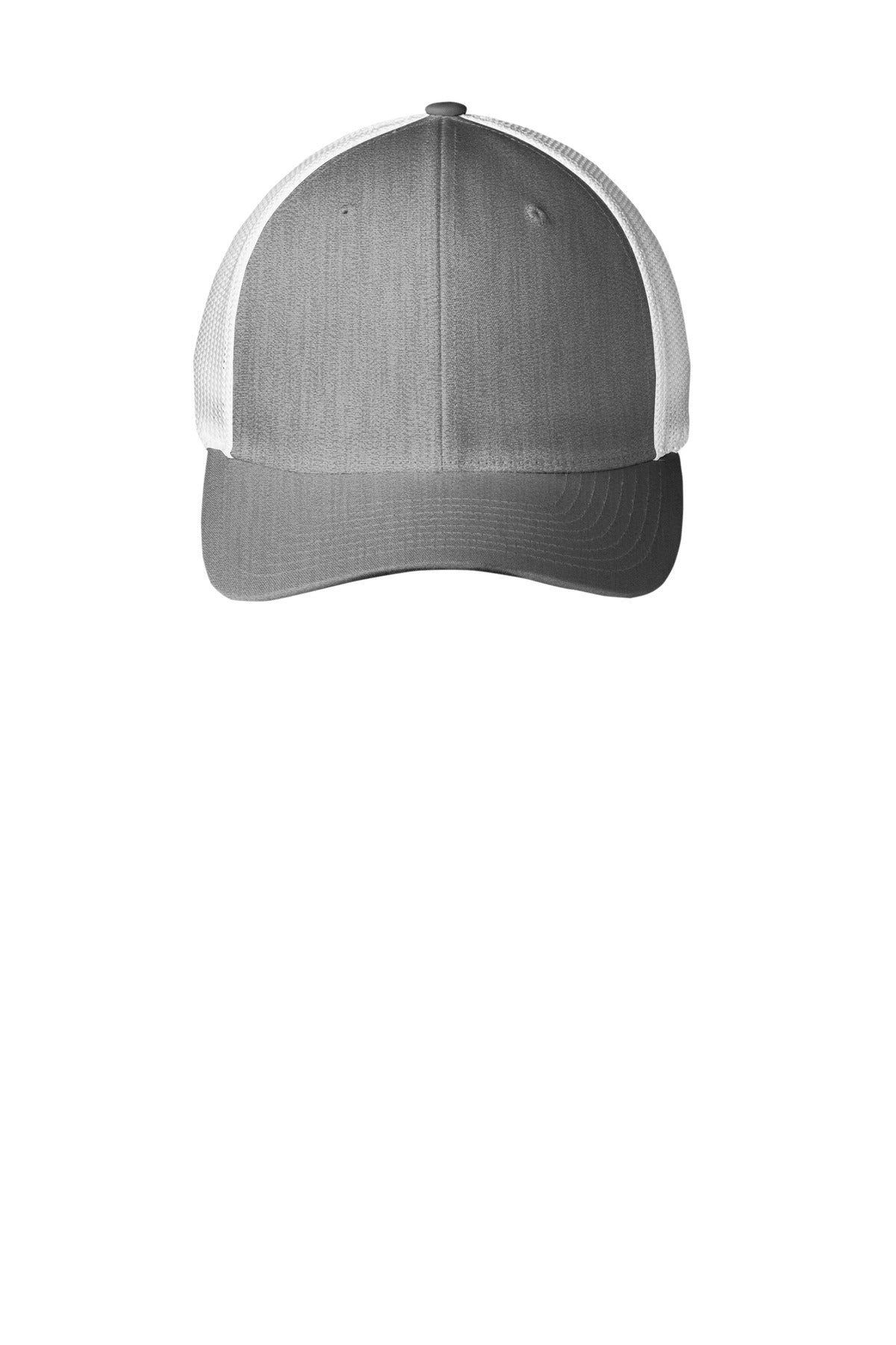 Custom Heather Grey/ White Flexfit Mesh Back Cap C812, personalized by SanCanDo Swag in Argyle, TX
