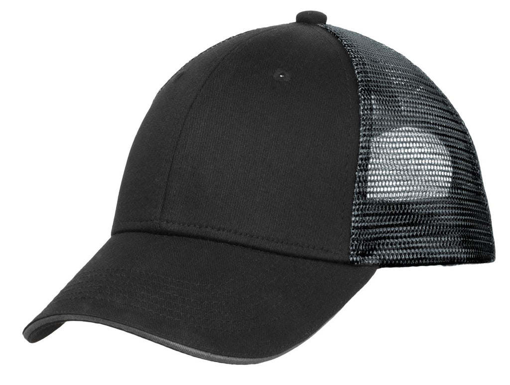 Custom Black/ Silver Double Mesh Snapback Sandwich Bill Cap C818, personalized by SanCanDo Swag in Argyle, TX
