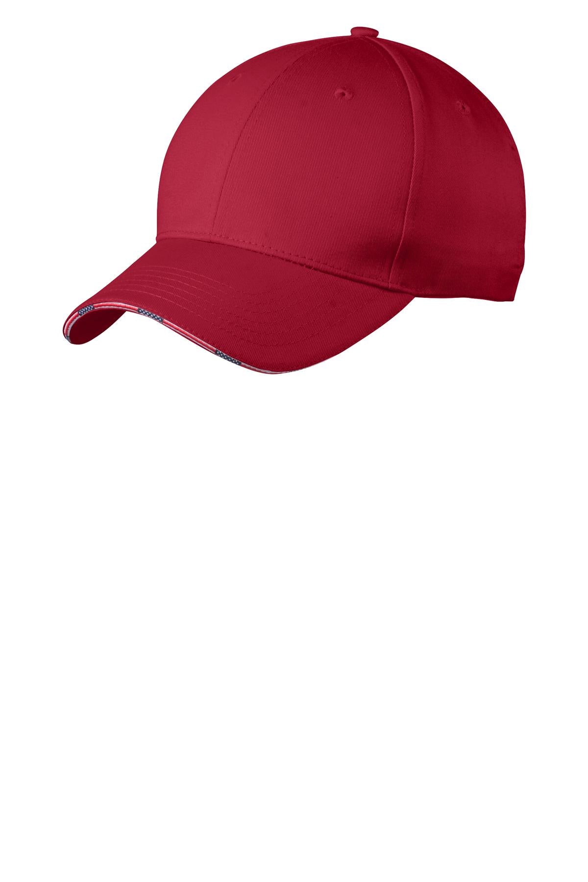 Custom Deep Red Americana Flag Sandwich Cap C829, personalized by SanCanDo Swag in Argyle, TX
