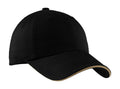 Custom Black/ Khaki Sandwich Bill Cap with Striped Closure C830, personalized by SanCanDo Swag in Argyle, TX