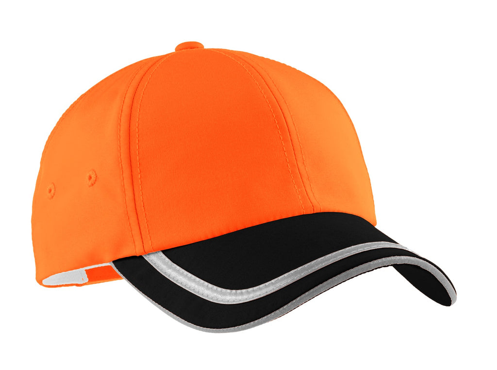 Custom Safety Orange/ Black Enhanced Visibility Cap C836, personalized by SanCanDo Swag in Argyle, TX
