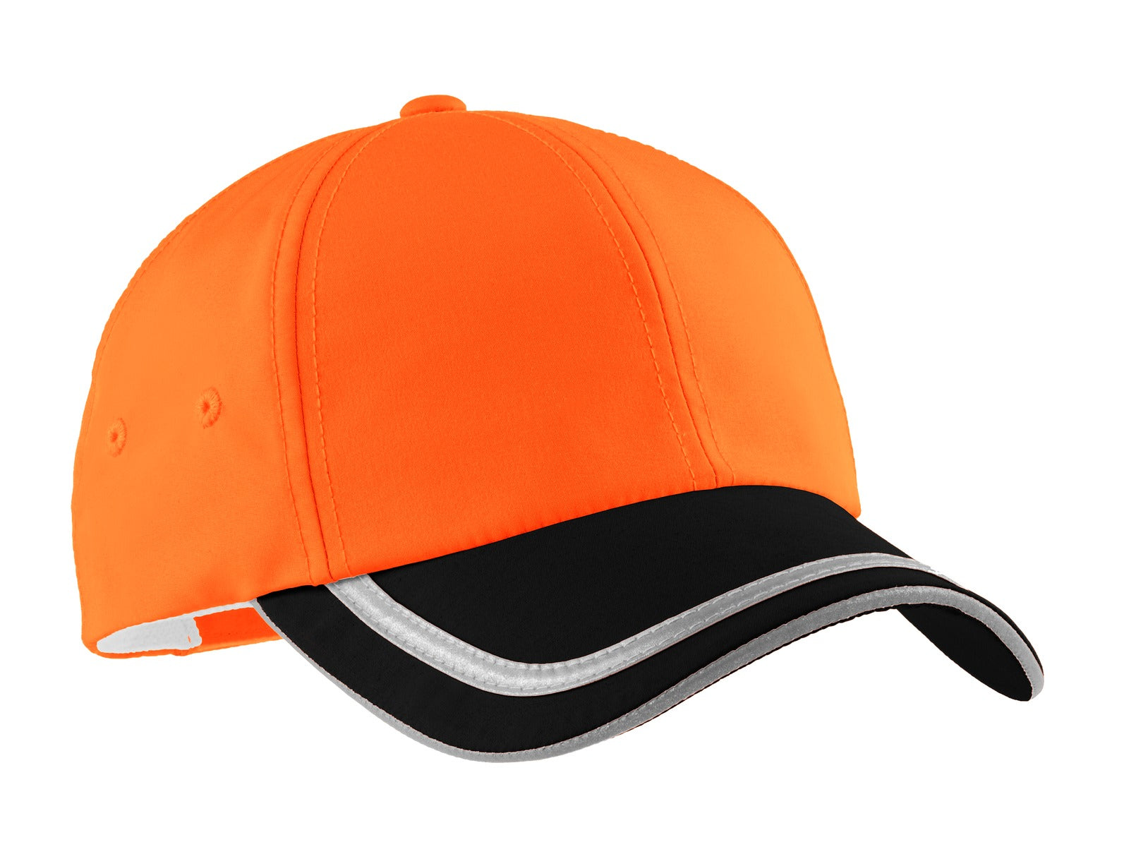 Custom Safety Orange/ Black Enhanced Visibility Cap C836, personalized by SanCanDo Swag in Argyle, TX