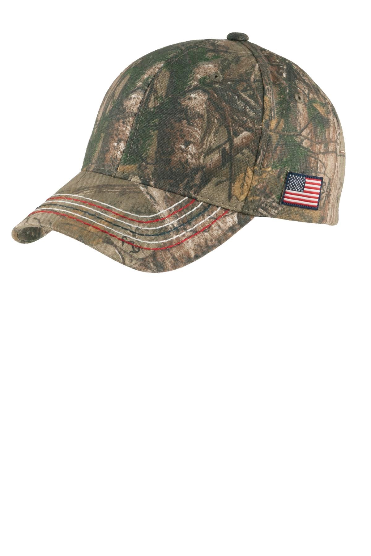 Custom Realtree Xtra Americana Contrast Stitch Camouflage Cap C909, personalized by SanCanDo Swag in Argyle, TX