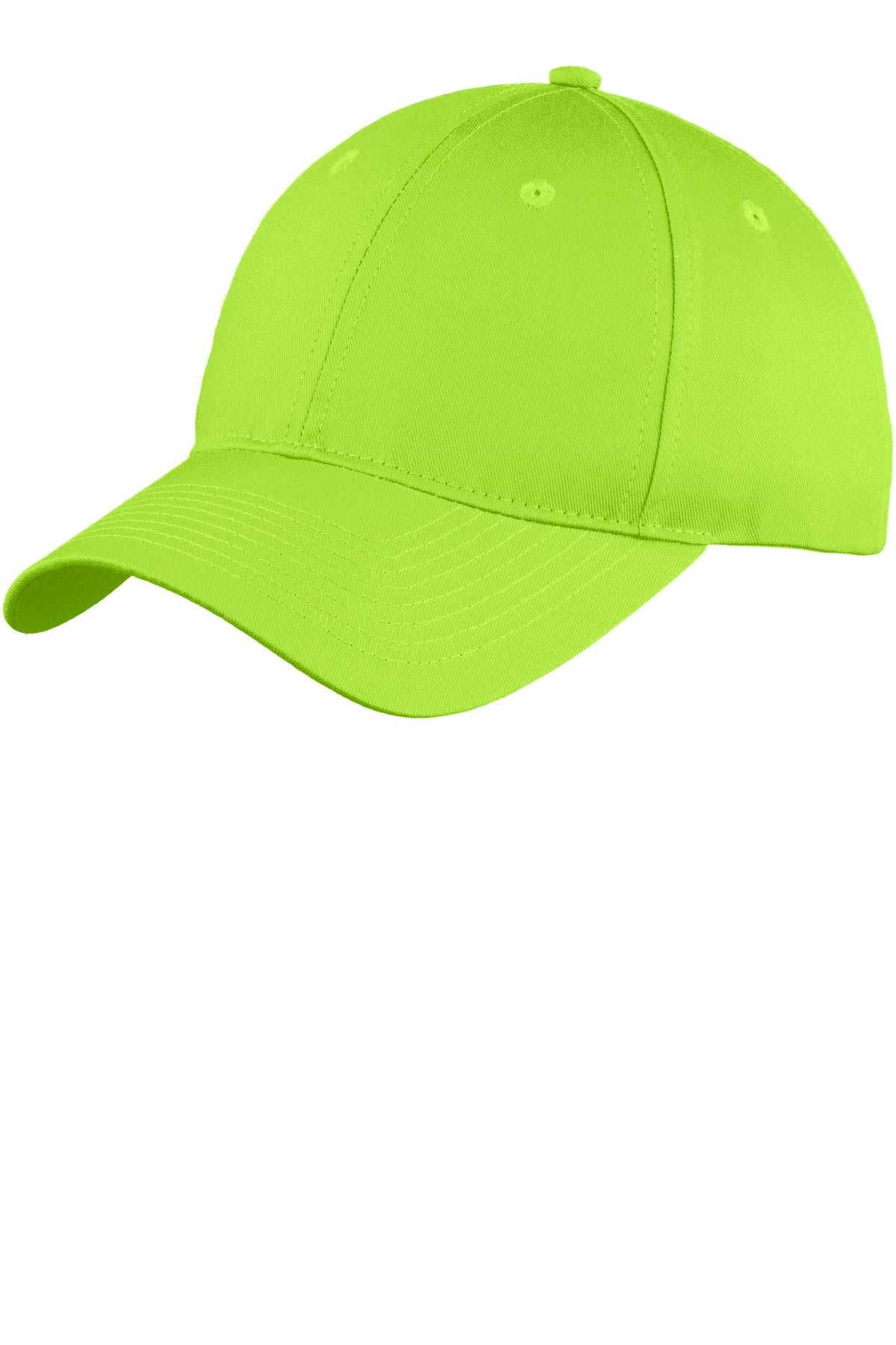 Custom Lime Six-Panel Unstructured Twill Cap C914, personalized by SanCanDo Swag in Argyle, TX