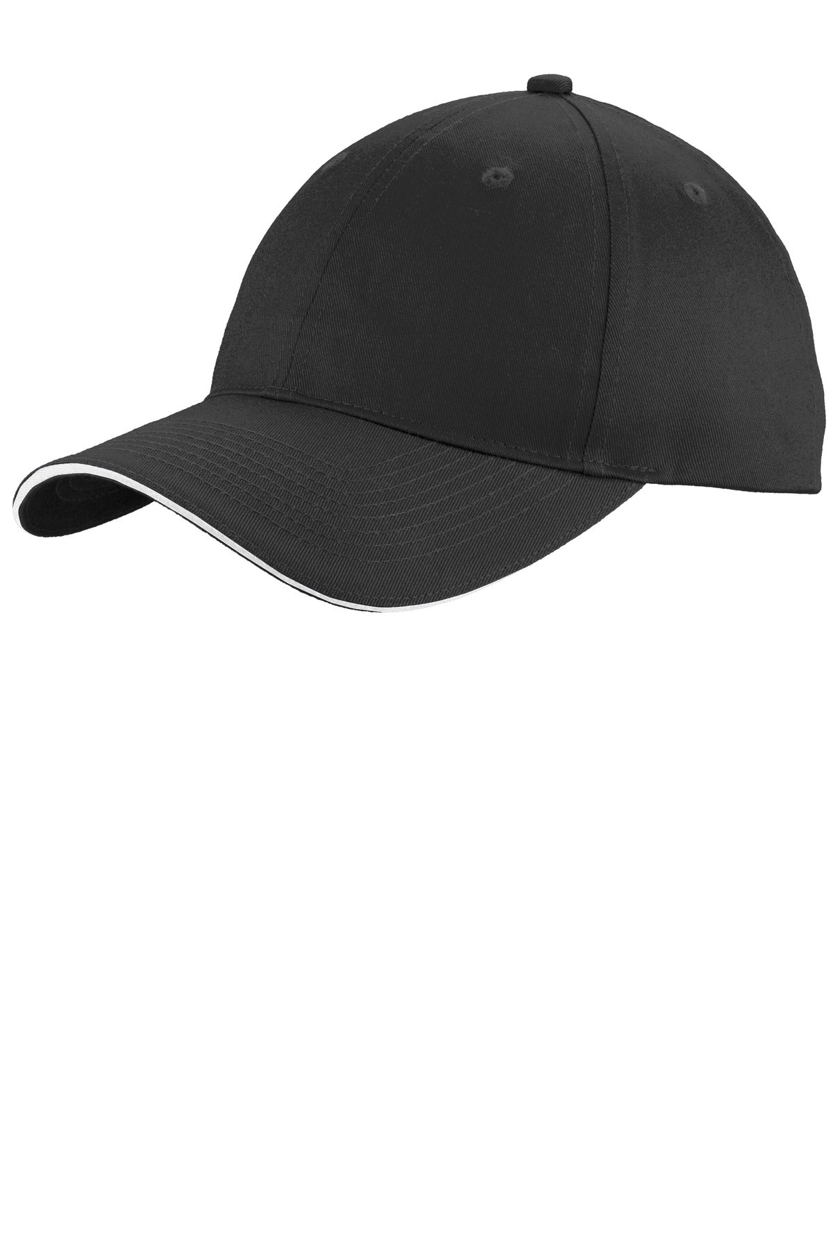 Custom Black/ White Unstructured Sandwich Bill Cap C919, personalized by SanCanDo Swag in Argyle, TX