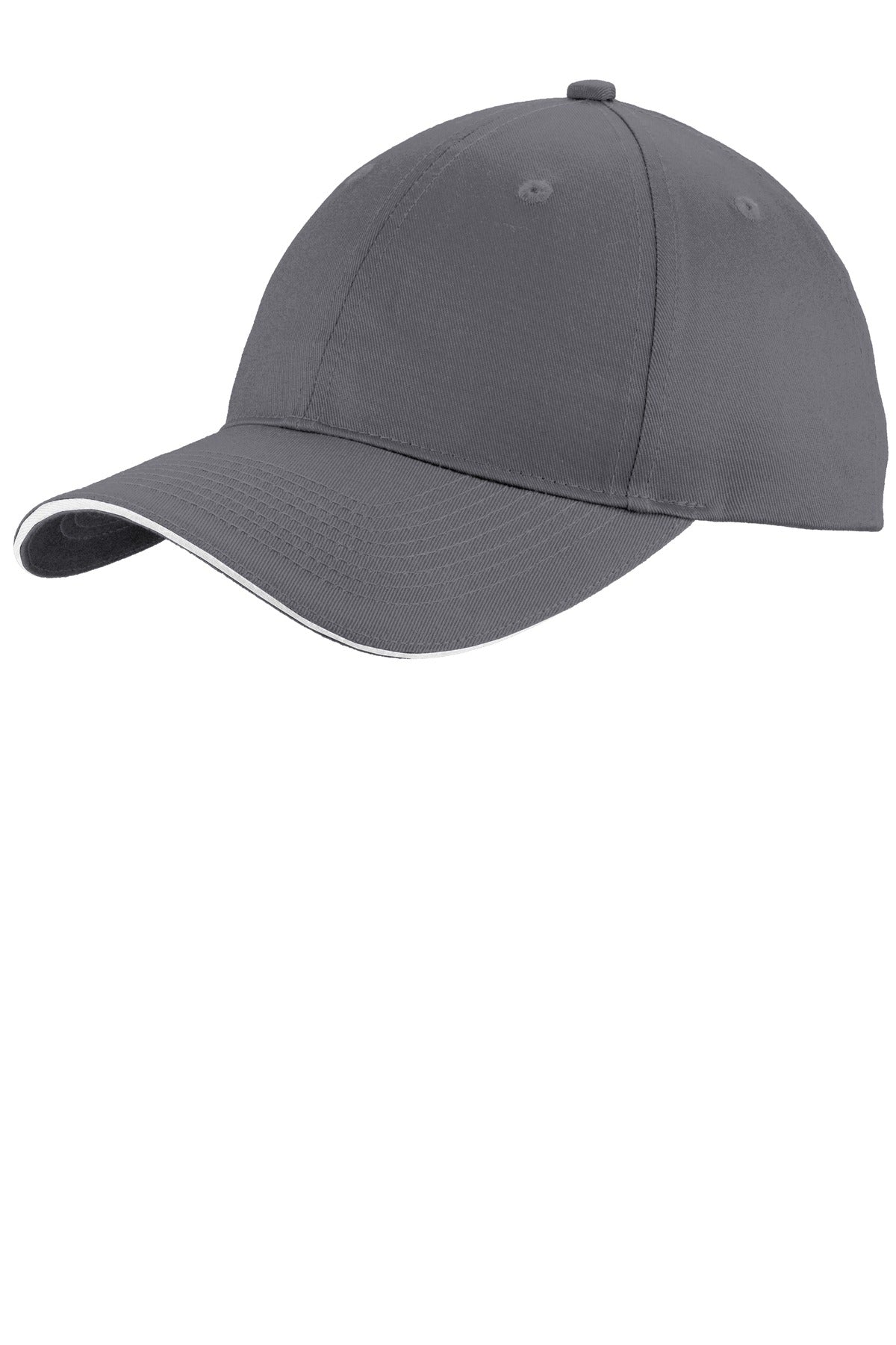 Custom Charcoal/ White Unstructured Sandwich Bill Cap C919, personalized by SanCanDo Swag in Argyle, TX