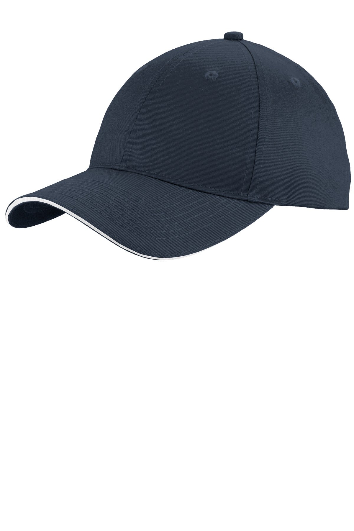 Custom Navy/ White Unstructured Sandwich Bill Cap C919, personalized by SanCanDo Swag in Argyle, TX