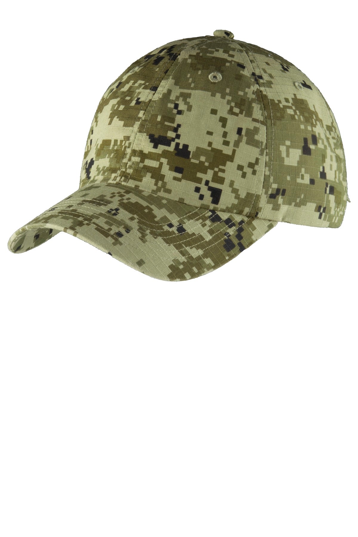 Custom Green Camo Digital Ripstop Camouflage Cap C925, personalized by SanCanDo Swag in Argyle, TX
