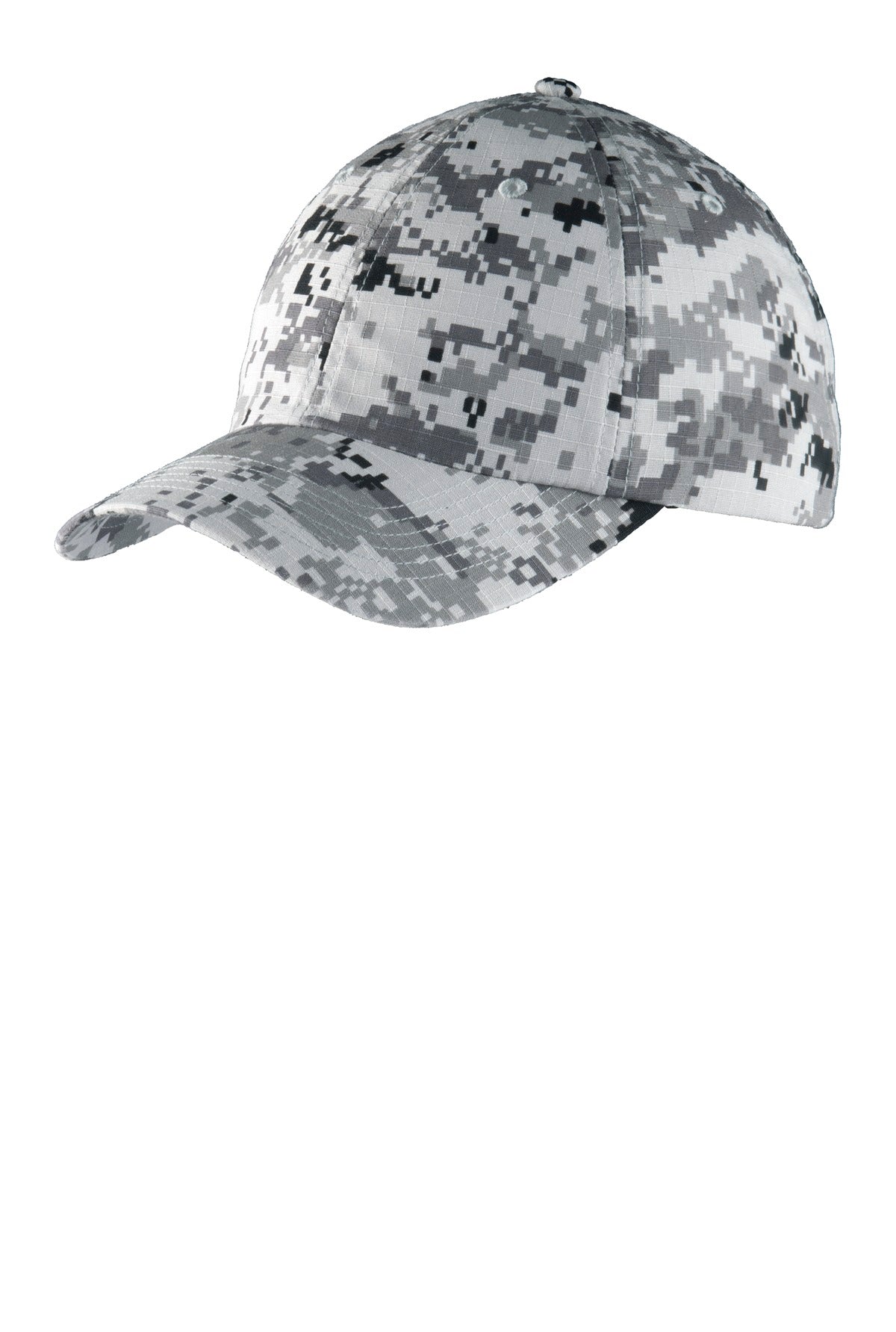 Custom Grey Camo Digital Ripstop Camouflage Cap C925, personalized by SanCanDo Swag in Argyle, TX