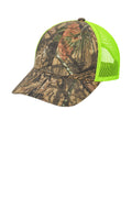 Custom Mossy Oak Break-Up Country/ Neon Yellow Structured Camouflage Mesh Back Cap C930, personalized by SanCanDo Swag in Argyle, TX