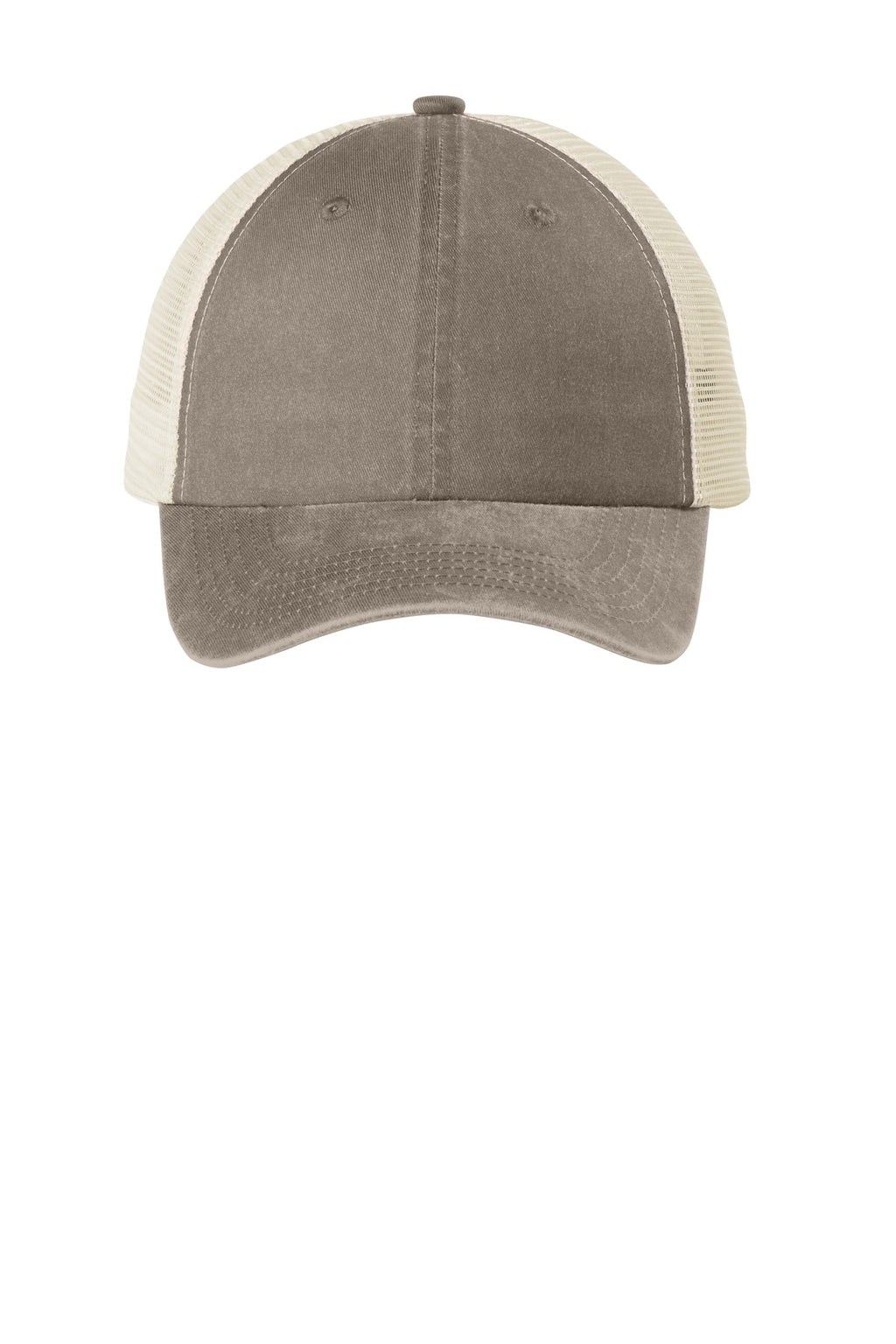 Custom Taupe/ Stone Beach Wash Mesh Back Cap C943, personalized by SanCanDo Swag in Argyle, TX